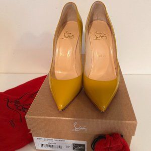 Louboutin Pigalle Follies 100mm Patent Leather in Moutarde US Size 7/EU 37
